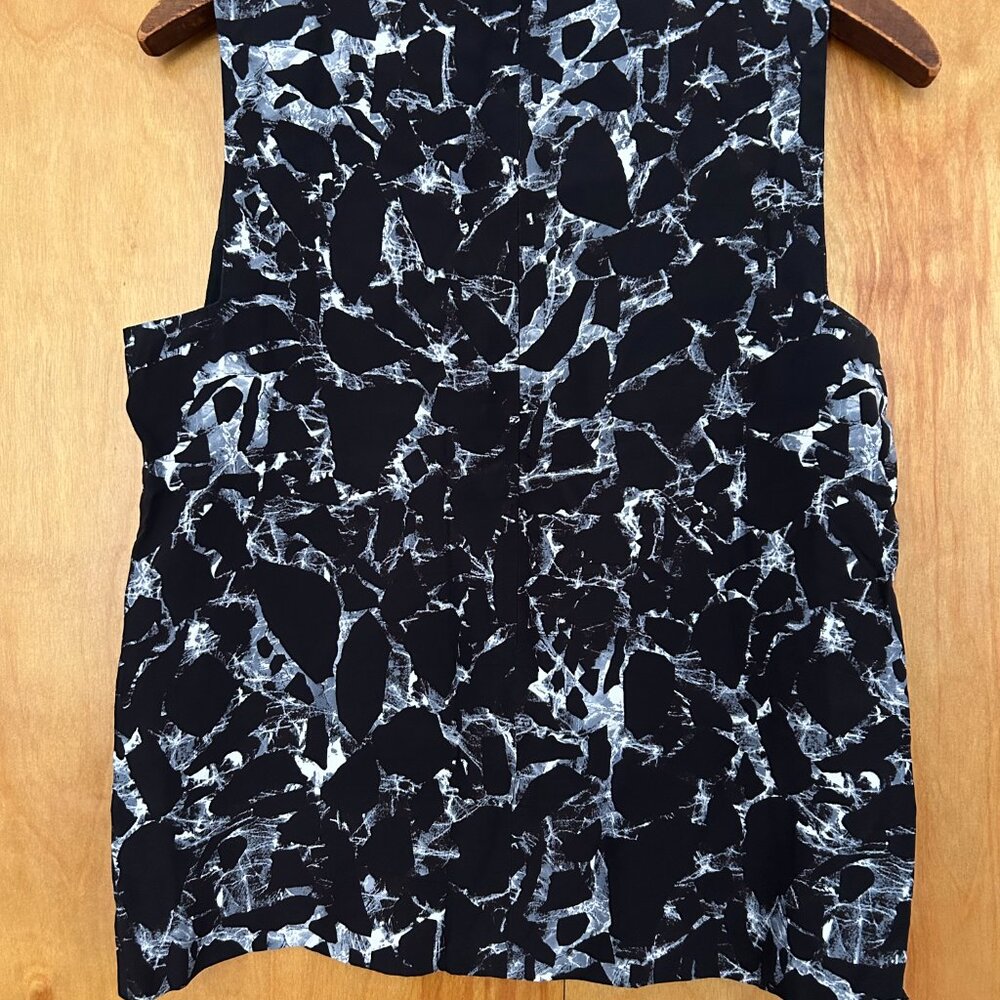 Balenciaga Sleeveless-Blouse-Black/Wht Marble Print- Sz 36-Acetate/Silk - Picture 5 of 9